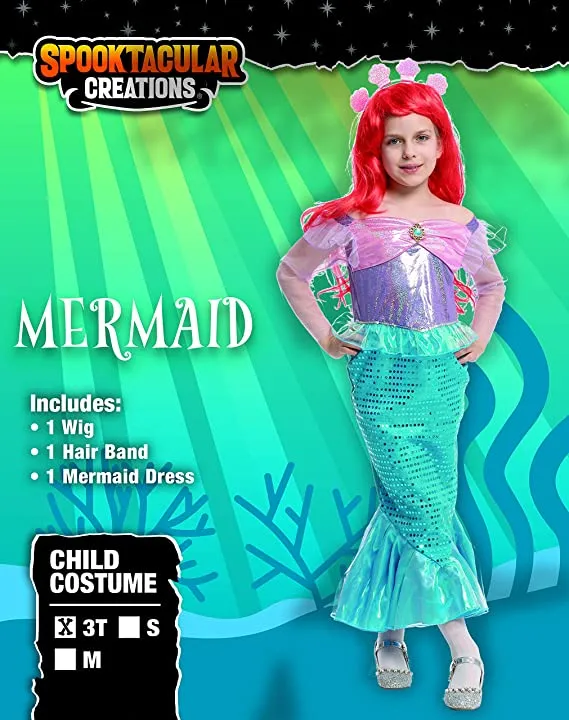 Spooktacular Kids Classic Little Mermaid Halloween Costume - Kid Halloween Costumes 4 Spooktacular Kids Classic Little Mermaid Halloween Costume - Kid Halloween Costumes - Image 2