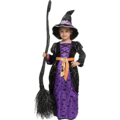 Spooktacular Girls Purple and Orange Witch Halloween Costume - Group Costumes