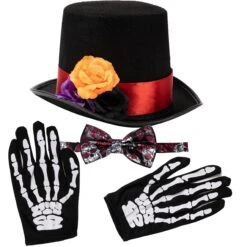 Spooktacular 4pcs Mens Day of the Dead Halloween Costume - Costume Accessories