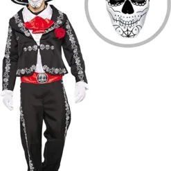 Spooktacular Mens Day of the Dead Halloween Costume - Adult Costumes -Halloween Costumes Sales 2022 Mens Day The Dead Mariachi Senor Adult Costume Set Halloween Dress Up Party Dia De Los Muertos 3 结果