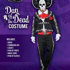 Spooktacular Mens Day of the Dead Halloween Costume - Adult Costumes -Halloween Costumes Sales 2022 Mens Day The Dead Mariachi Senor Adult Costume Set Halloween Dress Up Party Dia De Los Muertos 4 结果