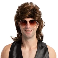 Spooktacular Mens Halloween Brown Mullet Wig - Costume Accessories