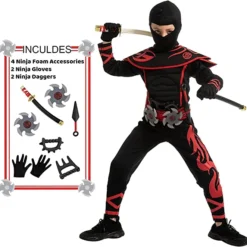 Spooktacular Boy Red Ninja Kungfu Halloween Costume - Group Costumes -Halloween Costumes Sales 2022 Ninja Costume Cosplay Red Child 7
