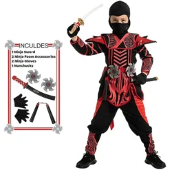 Spooktacular Boys Red Ninja Halloween Costume - Group Costumes