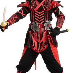 Spooktacular Boys Red Ninja Halloween Costume - Group Costumes -Halloween Costumes Sales 2022 Ninja Warrior RedBlack Costume Cosplay Child 4