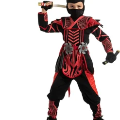 Spooktacular Boys Red Ninja Halloween Costume - Group Costumes -Halloween Costumes Sales 2022 Ninja Warrior RedBlack Costume Cosplay Child 6