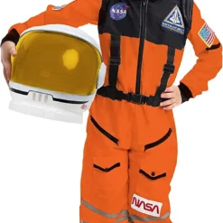 Spooktacular Kids Astronaut with Visor Helmet Halloween Costume - Kid Halloween Costumes -Halloween Costumes Sales 2022 Orange Astronaut NASA Pilot Costume with Movable Space Visor Helmet Child 3 result