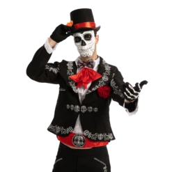 Spooktacular 4pcs Mens Day of the Dead Halloween Costume - Costume Accessories -Halloween Costumes Sales 2022 P0A3334