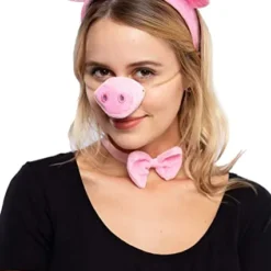 Spooktacular Pink Pig Halloween Accessories - Costume Accessories -Halloween Costumes Sales 2022 Pink Animal Costume Accessories Set with Pig Nose Ears Bowtie and Tail for Halloween Party Farm Theme Dress Up Classroom Role Play 2 结果