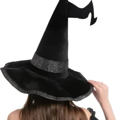 Spooktacular Womens Large Black Velvet Halloween Witch Hat - Costume Accessories -Halloween Costumes Sales 2022 Pink Tiara Felt Cowboy Hats 2 Pack 7