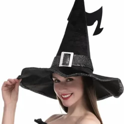 Spooktacular Womens Large Black Velvet Halloween Witch Hat - Costume Accessories -Halloween Costumes Sales 2022 Pink Tiara Felt Cowboy Hats 2 Pack 8
