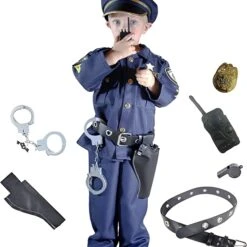 Spooktacular Kids Police Officer Costume and Role Play Kit - Kid Halloween Costumes -Halloween Costumes Sales 2022 Police Deluxe Costume Set 6