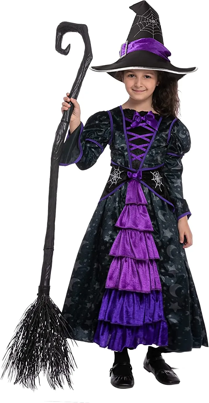 Spooktacular Girls Purple Witch Stars and Moon Halloween Costume - Group Costumes 7 Spooktacular Girls Purple Witch Stars and Moon Halloween Costume - Group Costumes - Image 5