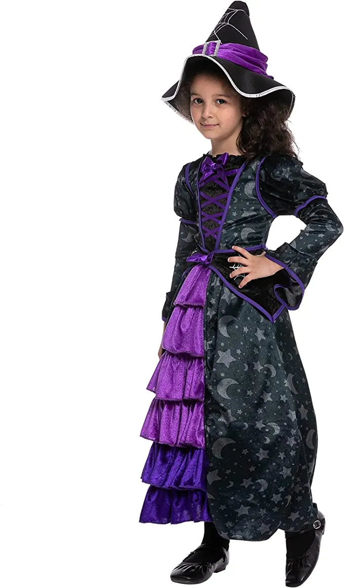 Spooktacular Girls Purple Witch Stars and Moon Halloween Costume - Group Costumes 5 Spooktacular Girls Purple Witch Stars and Moon Halloween Costume - Group Costumes - Image 3