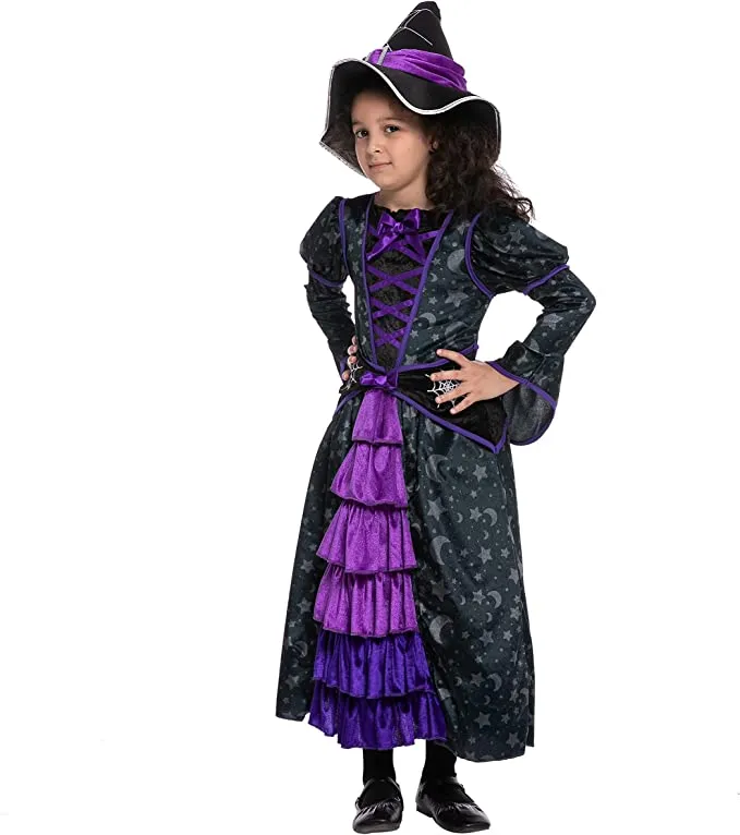 Spooktacular Girls Purple Witch Stars and Moon Halloween Costume - Group Costumes 6 Spooktacular Girls Purple Witch Stars and Moon Halloween Costume - Group Costumes - Image 4