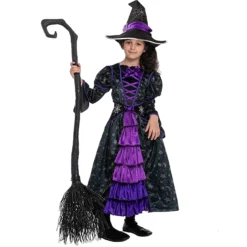 Spooktacular Girls Purple Witch Stars and Moon Halloween Costume - Group Costumes