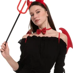 Spooktacular 5pcs Womens Halloween Devil Costume Accessory Set - Costume Accessories -Halloween Costumes Sales 2022 Red Devil Horn Cosplay Accessories Set 3 结果