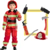 Spooktacular Kids Fireman Halloween costume - Kid Halloween Costumes -Halloween Costumes Sales 2022 Red Firefighter Costume For Role Play Cosplay Child 2