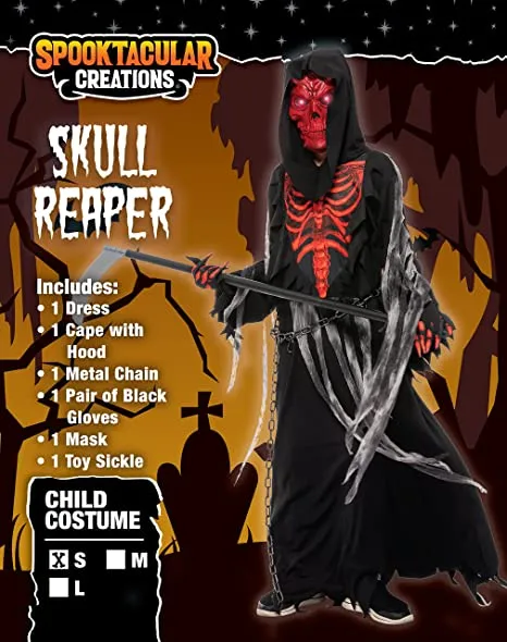 Spooktacular Boys Red Skull Grim Reaper Halloween Costume - Kid Halloween Costumes 5 Spooktacular Boys Red Skull Grim Reaper Halloween Costume - Kid Halloween Costumes - Image 3