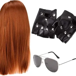 Spooktacular Mens 90s Rock Star Halloween Costume - Adult Costumes -Halloween Costumes Sales 2022 Rockstar 90s Heavy Metal Rocker Costume with Wig Gloves Sunglasses and Bandanas Halloween Costumes for Men 7