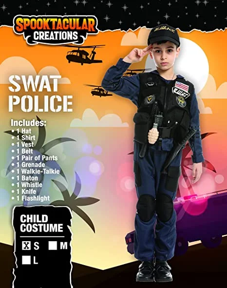 Spooktacular Kids Police SWAT Halloween Costume - Kid Halloween Costumes 4 Spooktacular Kids Police SWAT Halloween Costume - Kid Halloween Costumes - Image 2