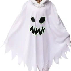 Spooktacular Child Scary Smiling Ghost Dress Halloween Costume - Kid Halloween Costumes -Halloween Costumes Sales 2022 Scary Smiling Ghost Dress with Hood Child 4