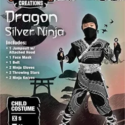 Spooktacular Kids Silver Dragon Ninja Halloween Costume - Group Costumes -Halloween Costumes Sales 2022 Silver Ninja Dragon Halloween Costumes Child 2 result