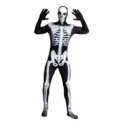 Spooktacular Mens Second Skin Skeleton Halloween Costume - Group Costumes -Halloween Costumes Sales 2022 Skeleton Bone Bodysuit Halloween Costumes 2nd Skin for Men with Skeleton Hood Mask 4 scaled 1