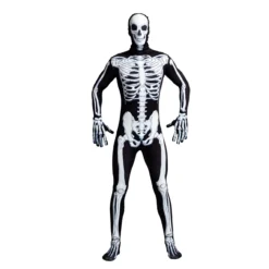 Spooktacular Mens Second Skin Skeleton Halloween Costume - Group Costumes -Halloween Costumes Sales 2022 Skeleton Bone Bodysuit Halloween Costumes 2nd Skin for Men with Skeleton Hood Mask 5 scaled 1