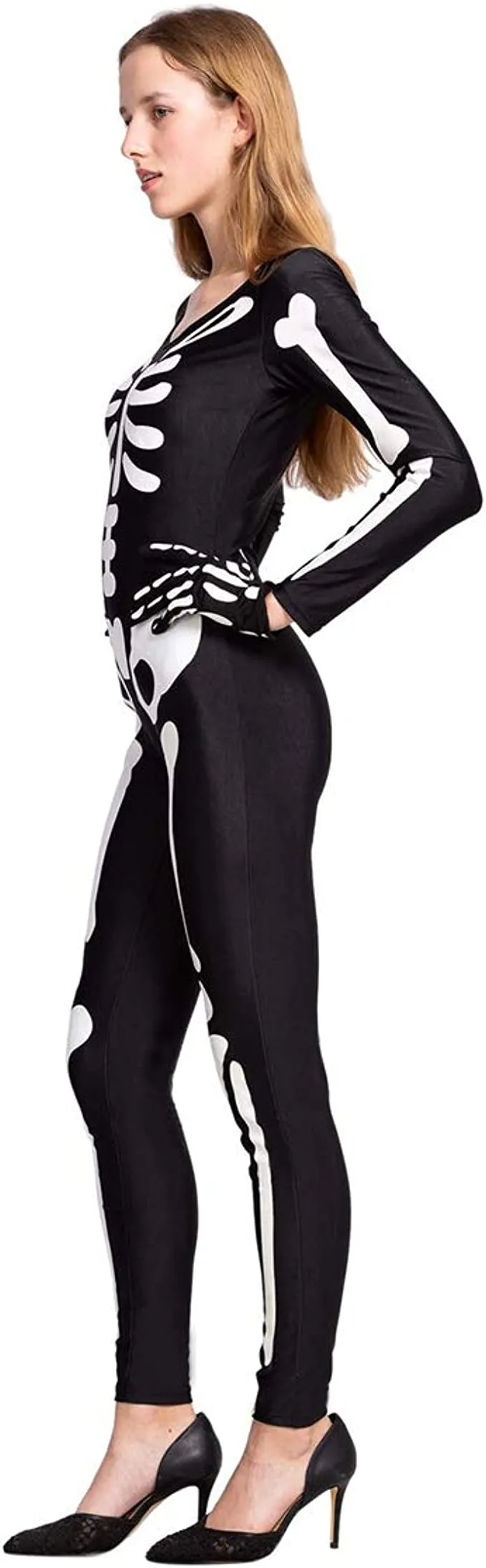 Spooktacular Women Skeleton Bodysuit with Glow Patterns - Group Costumes 6 Spooktacular Women Skeleton Bodysuit with Glow Patterns - Group Costumes - Image 4