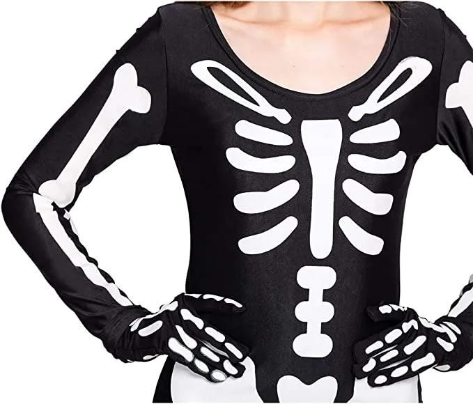 Spooktacular Women Skeleton Bodysuit with Glow Patterns - Group Costumes 7 Spooktacular Women Skeleton Bodysuit with Glow Patterns - Group Costumes - Image 5