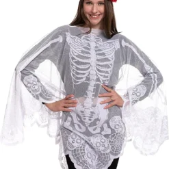 Halloween Costumes Sales 2022 -Halloween Costumes Sales 2022 Skeleton Poncho amp Red Flower Elastic Headband Adult 5