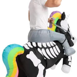 Spooktacular Adult Inflatable Skeleton Unicorn Ride on Costume - Group Costumes -Halloween Costumes Sales 2022 Skeleton Unicorn Ride On Inflatable Costume Adult 1