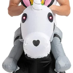 Spooktacular Adult Inflatable Skeleton Unicorn Ride on Costume - Group Costumes -Halloween Costumes Sales 2022 Skeleton Unicorn Ride On Inflatable Costume Adult 2