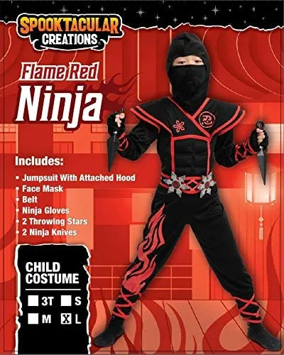 Spooktacular Kids Flame Red Ninja Halloween Costume - Group Costumes 4 Spooktacular Kids Flame Red Ninja Halloween Costume - Group Costumes - Image 2