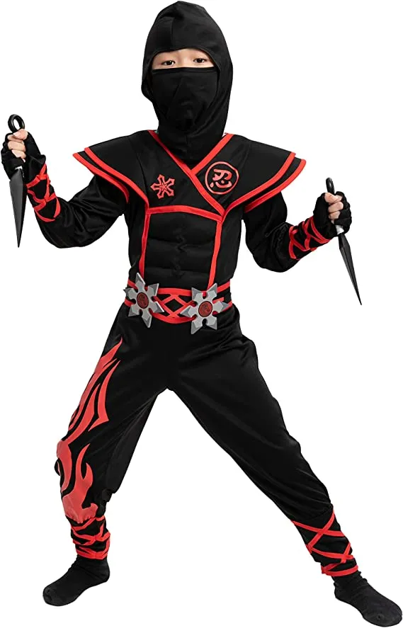 Spooktacular Kids Flame Red Ninja Halloween Costume - Group Costumes 5 Spooktacular Kids Flame Red Ninja Halloween Costume - Group Costumes - Image 3
