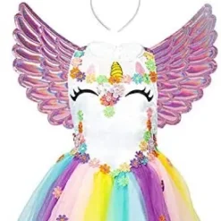 Spooktacular Girls Unicorn Princess Halloween Costume - Kid Halloween Costumes -Halloween Costumes Sales 2022 Spooktacular Creations Unicorn Princess Pageant Flower Girl Tutu Dress Rainbow Skirt with Headband and wings for Kids 7