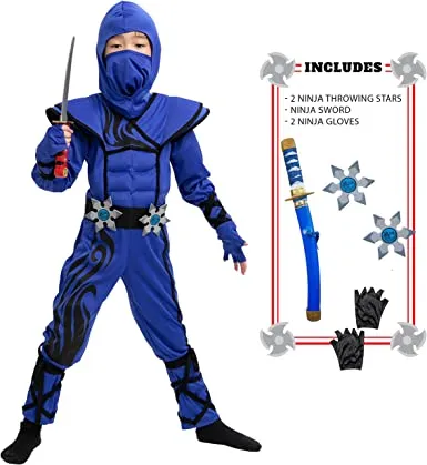 Spooktacular Kids Blue Ninja Costumes - Group Costumes 4 Spooktacular Kids Blue Ninja Costumes - Group Costumes - Image 2