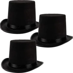 Spooktacular 3Pcs Black Top Hat Halloween Accessories 5.9in - Costume Accessories