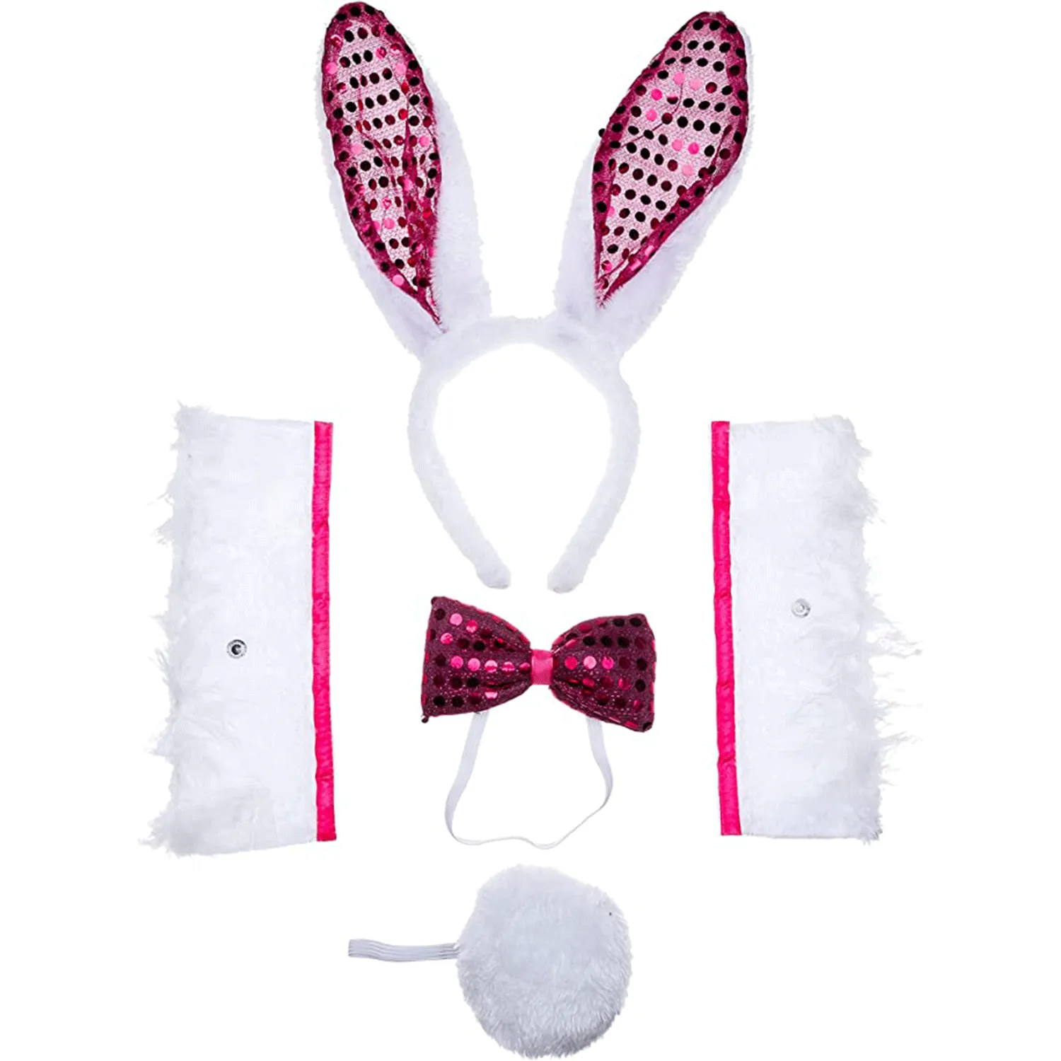 Spooktacular 5Pcs White Bunny with Sequins Cosplay Accessories Set - Costume Accessories 3 Spooktacular 5Pcs White Bunny with Sequins Cosplay Accessories Set - Costume Accessories