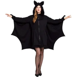 Spooktacular Woman Bat Halloween Costume with Zip Hoodie - Group Costumes