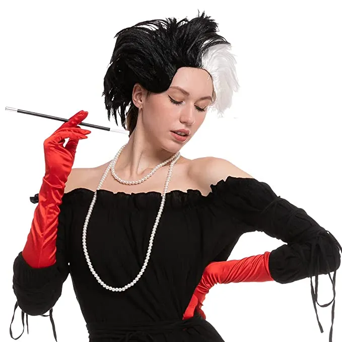 Spooktacular Womens Black and White Wig Set - Costume Accessories 6 Spooktacular Womens Black and White Wig Set - Costume Accessories - Image 5