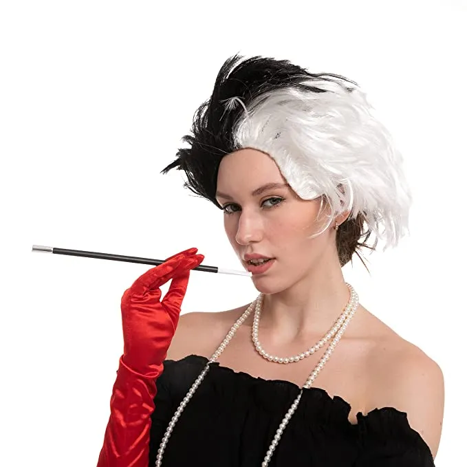 Spooktacular Womens Black and White Wig Set - Costume Accessories 3 Spooktacular Womens Black and White Wig Set - Costume Accessories - Image 2