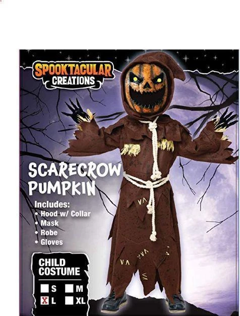 Spooktacular Kids scary scarecrow pumpkin bobble head costume - Kid Halloween Costumes 4 Spooktacular Kids scary scarecrow pumpkin bobble head costume - Kid Halloween Costumes - Image 2