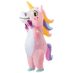 Spooktacular Inflatable Pink Rainbow Unicorn Costume - Adult One Size - Adult Costumes